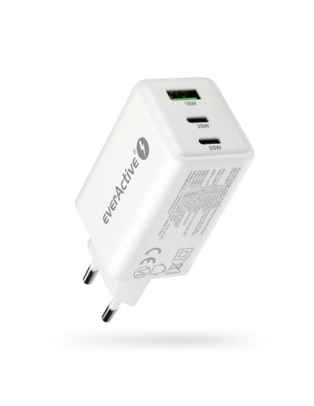 Everactive Ładowarka Sieciowa Gan 1 X Usb, 2 X Usb-C Quick Charge 4+ 65W Biała Sc-655Q