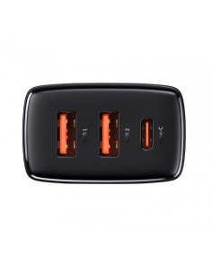 Ładowarka Sieciowa Baseus Compact Quick Charger, 2Xusb, Usb-C, Pd, 3A, 30W (Czarna) 2