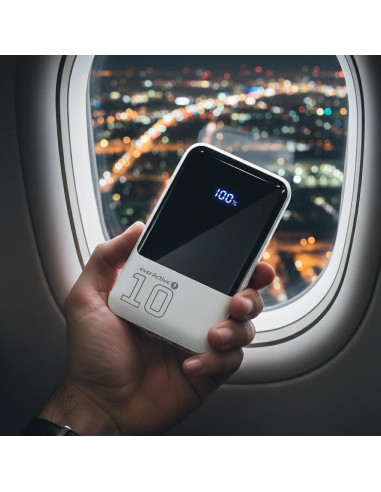 Everactive Powerbank 10 000Mah, 2X Usb, 1X Usb-C 22,5W, Qc4+, Wyświetlacz Lcd, Biały Eb-10Q