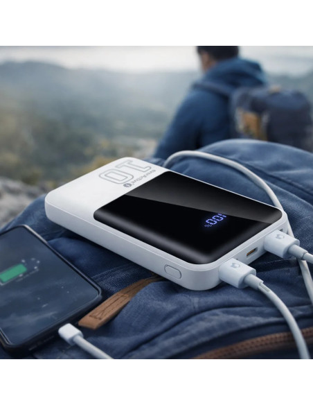 Everactive Powerbank 10 000Mah, 2X Usb, 1X Usb-C 22,5W, Qc4+, Wyświetlacz Lcd, Biały Eb-10Q