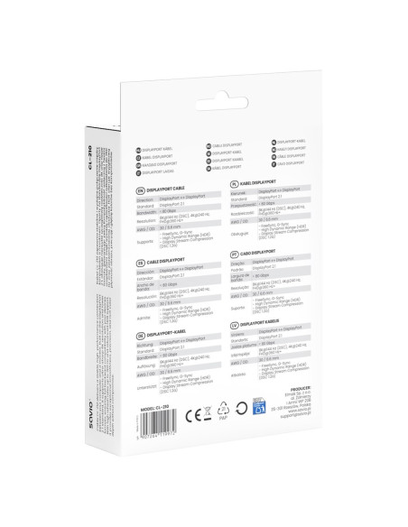 Savio Kabel Displayport 2.1 2M Cl-210