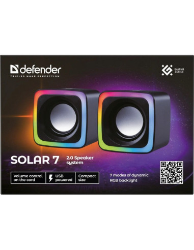 Defender Głośniki Komputerowe Solar 7 2.0 6W Usb 65117