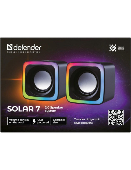 Defender Głośniki Komputerowe Solar 7 2.0 6W Usb 65117
