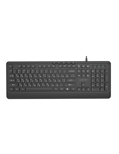 Gembird Przewodowa Klawiatura Multimedialna Slim 5 Klawiszy Hotkeys, Ru Layout, Czarna