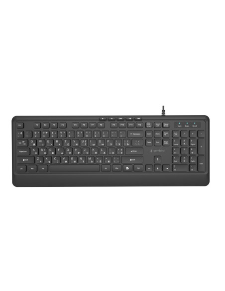 Gembird Przewodowa Klawiatura Multimedialna Slim 5 Klawiszy Hotkeys, Ru Layout, Czarna