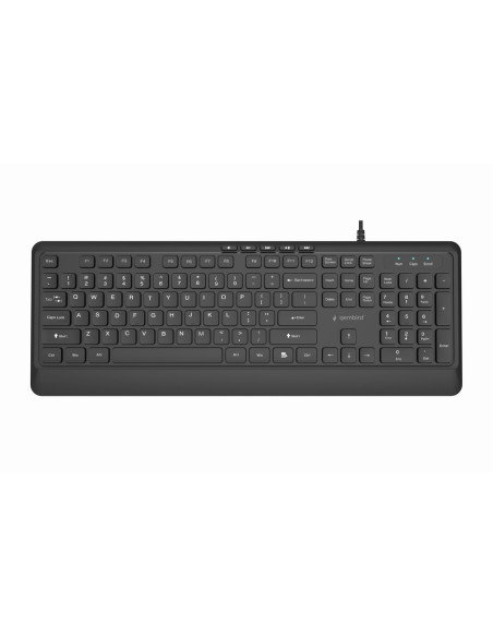 Gembird Klawiatura Przewodowa Multimedialna Slim, Usb 5 Klawiszy Hotkeys, Us Layout, Czarna