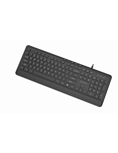 Gembird Klawiatura Przewodowa Multimedialna Slim, Usb 5 Klawiszy Hotkeys, Us Layout, Czarna