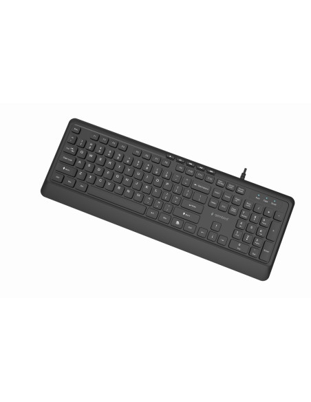 Gembird Klawiatura Przewodowa Multimedialna Slim, Usb 5 Klawiszy Hotkeys, Us Layout, Czarna