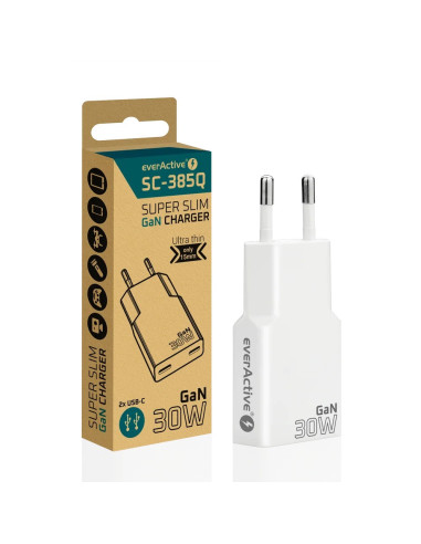 Everactive Ładowarka Sieciowa 2 X Usb-C Quick Charge 4+ 30W Super Slim Biała Sc-385Q