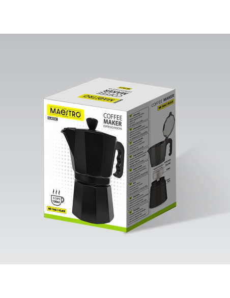 Kawiarka Aluminiowa (3 Filiżanki  150 Ml) Mr-1666-3-Black Maestro