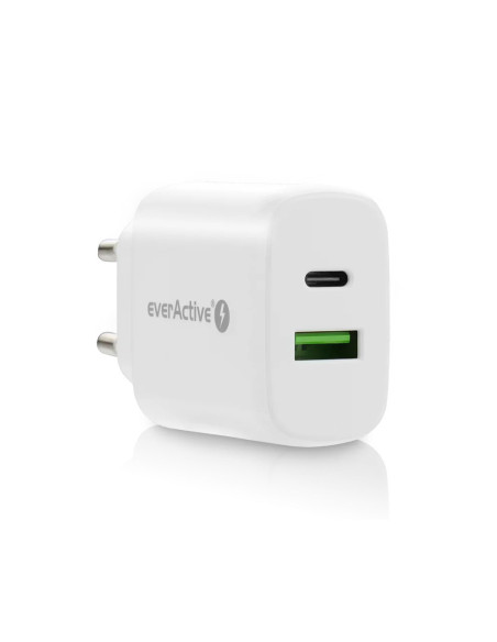 Everactive Ładowarka Sieciowa 1 X Usb Quick Charge 3.0 Oraz 1 X Usb-C Pd Pps 25W Biała Sc-370Q