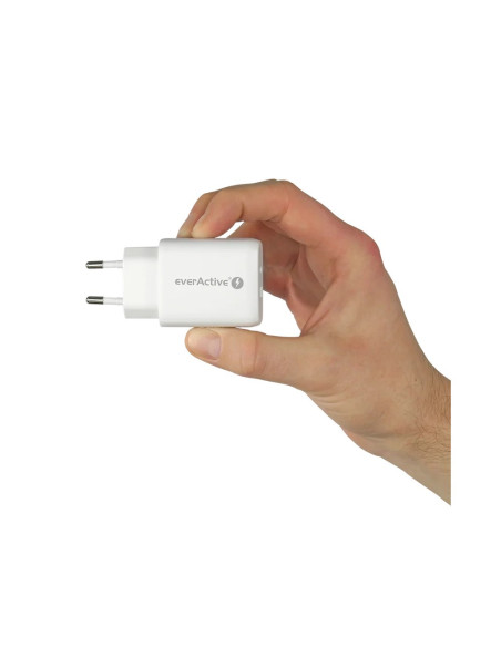 Everactive Ładowarka Sieciowa 1 X Usb Quick Charge 3.0 Oraz 1 X Usb-C Pd Pps 25W Biała Sc-370Q