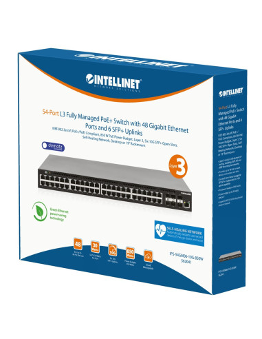 Intellinet 562041 Przełącznik Sieciowy Zarządzany L3 Gigabit Ethernet (10/100/1000) Obsługa Poe Czarny