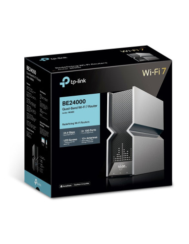 Tp-Link Archer Be900 Router Bezprzewodowy Multi-Gigabit Ethernet Quad-Band (2.4 Ghz / 5 Ghz-1 / 5 Ghz-2 / 6 Ghz) Czarny, Szary