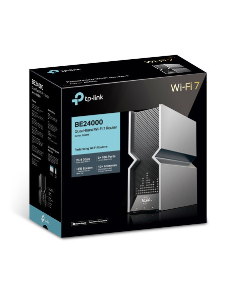 Tp-Link Archer Be900 Router Bezprzewodowy Multi-Gigabit Ethernet Quad-Band (2.4 Ghz / 5 Ghz-1 / 5 Ghz-2 / 6 Ghz) Czarny, Szary