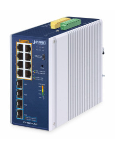 Planet Ip30 Industrial L2/L4 8-Port Zarządzany L2/L4 Gigabit Ethernet (10/100/1000) Aluminium, Niebieski