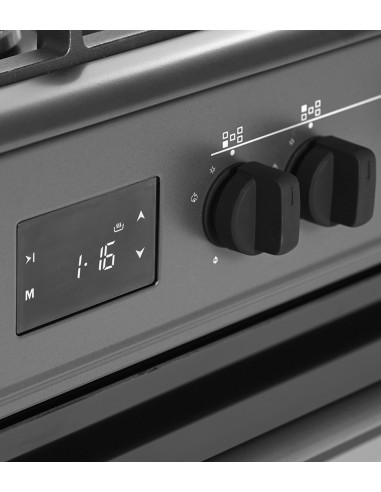Kuchnia Gazowo-Elektryczna Ravanson Kwge-K90A Cheff Modern Black | 5 Palników + Palnik Wok | Termoobieg | Rożen | Czarny