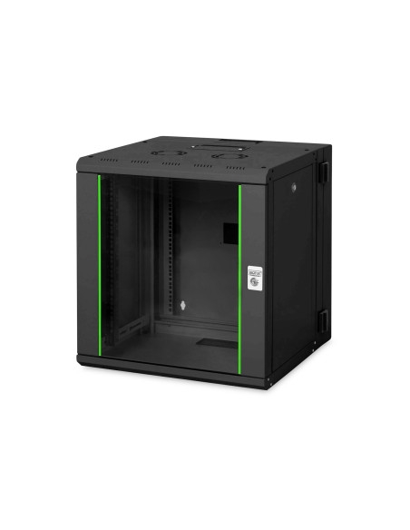 Digitus Szafa Sieciowa Wisząca Unique 19" 12U Rack 600X600, Drzwi Szyba, Czarny, Dzielona , Złożona, 100Kg