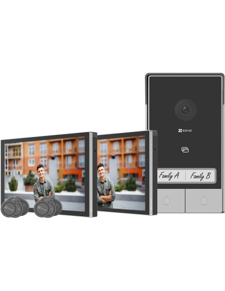 Zestaw Wideodomofonowy Dwurodzinny Ezviz Hp7 Z Dwoma Monitorami