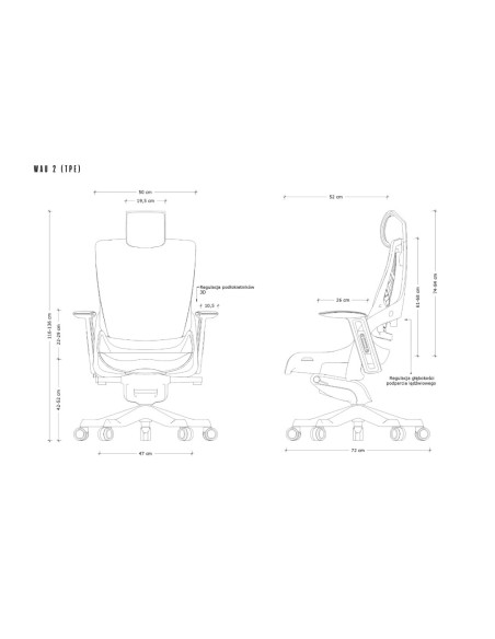 Fotel Biurowy Wau 2 Tpe-8 Elastomer Szary/Biały