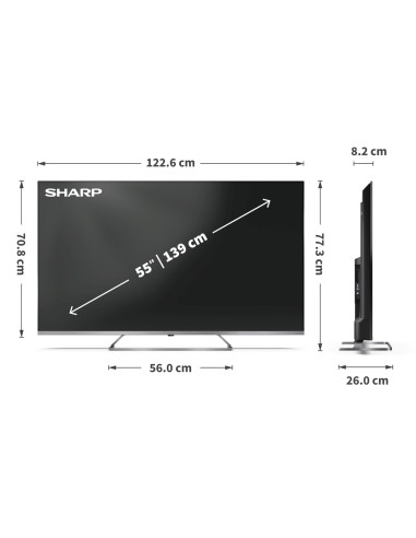 Telewizor Sharp 55Jp7265E Qled 55" 4K Ultra Hd Google Tv Dolby Digital Plus Czarny