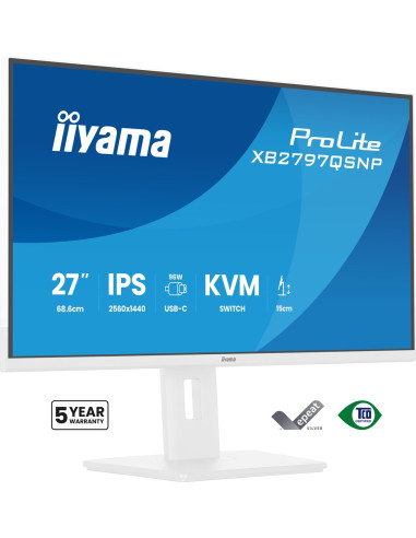 Iiyama Prolite Xb2797Qsnp-W1 Monitor Komputerowy 68,6 Cm (27") 2560 X 1440 Px Quad Hd Lcd Biały