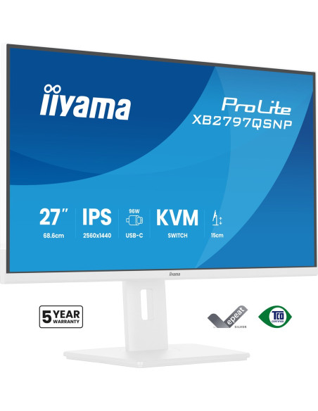 Iiyama Prolite Xb2797Qsnp-W1 Monitor Komputerowy 68,6 Cm (27") 2560 X 1440 Px Quad Hd Lcd Biały