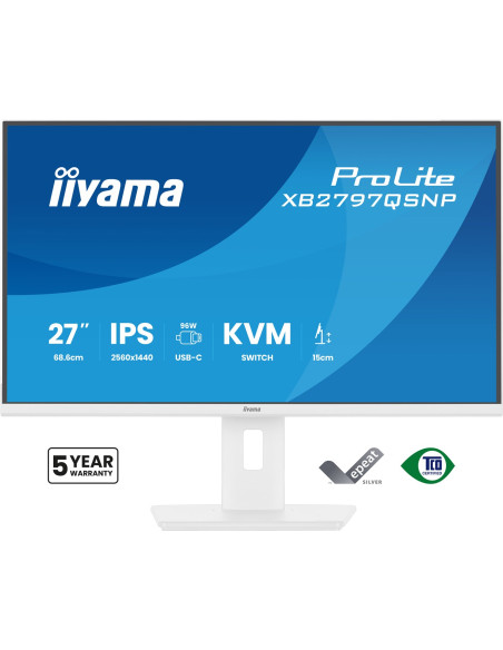 Iiyama Prolite Xb2797Qsnp-W1 Monitor Komputerowy 68,6 Cm (27") 2560 X 1440 Px Quad Hd Lcd Biały
