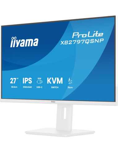 Iiyama Prolite Xb2797Qsnp-W1 Monitor Komputerowy 68,6 Cm (27") 2560 X 1440 Px Quad Hd Lcd Biały