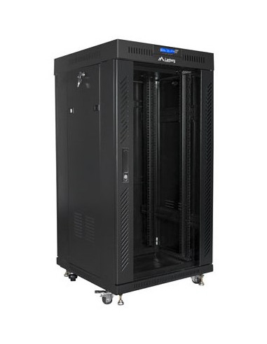 Lanberg Szafa Stojąca Rack 19" 22U 600X600 Czarna Drzwi Szklane Lcd (Flat Pack) V2