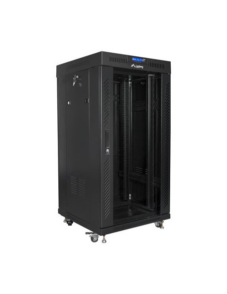 Lanberg Szafa Stojąca Rack 19" 22U 600X600 Czarna Drzwi Szklane Lcd (Flat Pack) V2