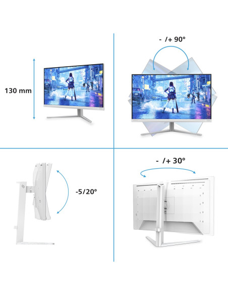 Philips Evnia 5000 27M2N5201P/00 Monitor Komputerowy 68,6 Cm (27") 1920 X 1080 Px Full Hd Lcd Biały