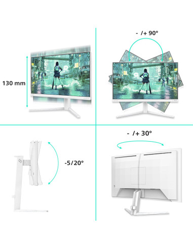 Philips Evnia 3000 24M2N3201P/00 Monitor Komputerowy 60,5 Cm (23.8") 1920 X 1080 Px Full Hd Lcd Biały