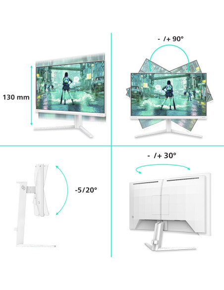 Philips Evnia 3000 24M2N3201P/00 Monitor Komputerowy 60,5 Cm (23.8") 1920 X 1080 Px Full Hd Lcd Biały