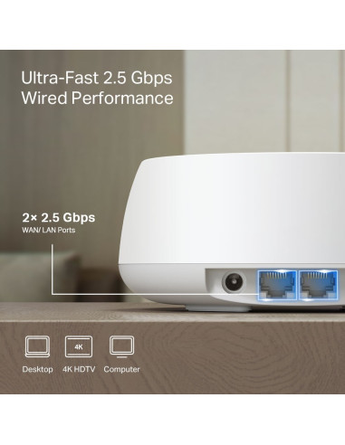 Tp-Link Deco Be25(2-Pack) Siatkowy System Wi-Fi Dual-Band (2.4 Ghz/5 Ghz) Wi-Fi 7 (802.11Be) Biały Wewnętrzny