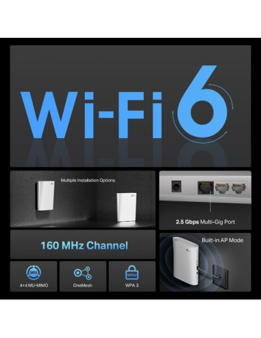 Tp-Link Ax6000 Mesh Wi-Fi 6 Biały 1000, 2500 Mbit/S