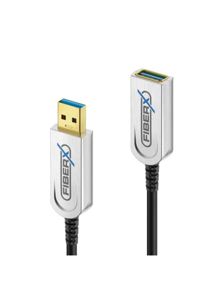 Fiberx Fx-I650-010 Kabel Usb Usb 3.2 Gen 1 (3.1 Gen 1) 10 M Usb A 10 Gbit/S 4,5 W Czarny, Srebrny