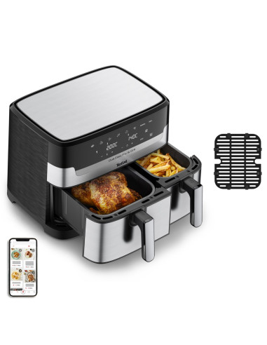 Tefal Dual Easy Fry & Grill Ey905D Podwójny 8,3 L Autonomiczny 2700 W Frytkownica Na Gorące Powietrze Stal Nierdzewna