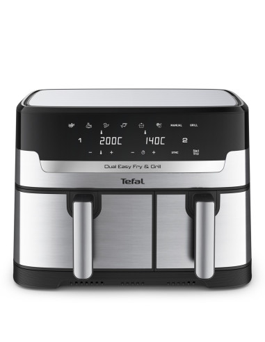 Tefal Dual Easy Fry & Grill Ey905D Podwójny 8,3 L Autonomiczny 2700 W Frytkownica Na Gorące Powietrze Stal Nierdzewna