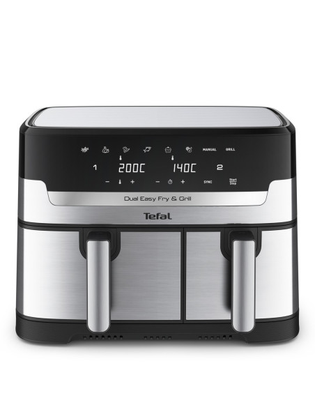 Tefal Dual Easy Fry & Grill Ey905D Podwójny 8,3 L Autonomiczny 2700 W Frytkownica Na Gorące Powietrze Stal Nierdzewna