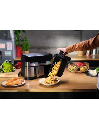 Tefal Dual Easy Fry & Grill Ey905D Podwójny 8,3 L Autonomiczny 2700 W Frytkownica Na Gorące Powietrze Stal Nierdzewna
