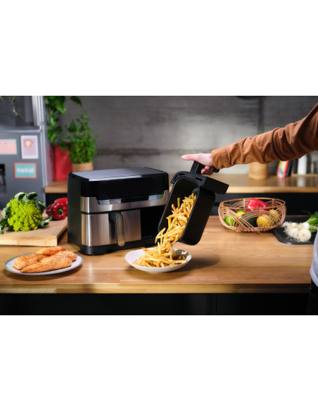 Tefal Dual Easy Fry & Grill Ey905D Podwójny 8,3 L Autonomiczny 2700 W Frytkownica Na Gorące Powietrze Stal Nierdzewna