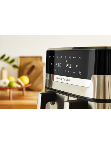 Tefal Dual Easy Fry & Grill Ey905D Podwójny 8,3 L Autonomiczny 2700 W Frytkownica Na Gorące Powietrze Stal Nierdzewna