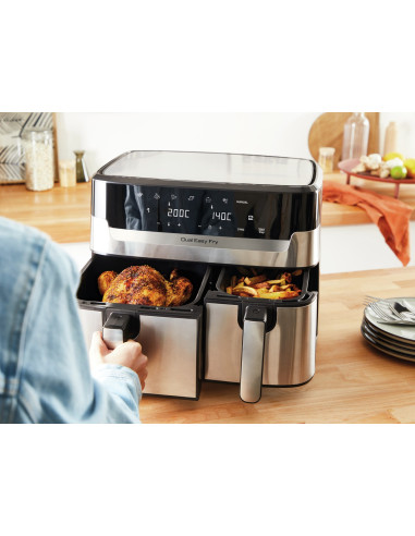 Tefal Dual Easy Fry & Grill Ey905D Podwójny 8,3 L Autonomiczny 2700 W Frytkownica Na Gorące Powietrze Stal Nierdzewna