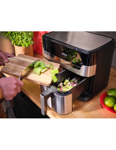 Tefal Dual Easy Fry & Grill Ey905D Podwójny 8,3 L Autonomiczny 2700 W Frytkownica Na Gorące Powietrze Stal Nierdzewna