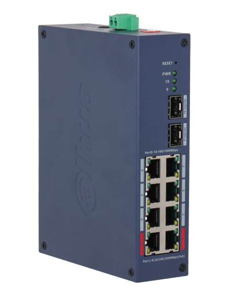 Dahua Technology Chs4210-8Gt-110 Przełącznik Sieciowy Zarządzany L2 Gigabit Ethernet (10/100/1000) Obsługa Poe Din Rail Ciemny N