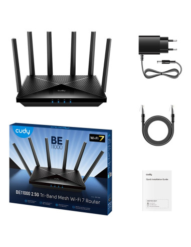 Cudy Wr11000 Router Bezprzewodowy 2.5 Gigabit Ethernet Trójpasmowy (2,4 Ghz / 5 Ghz / 6 Ghz) Czarny