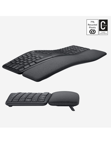 Logitech Ergo K860 Klawiatura Biuro Rf Wireless + Bluetooth Amerykański Międzynarodowy Grafitowy