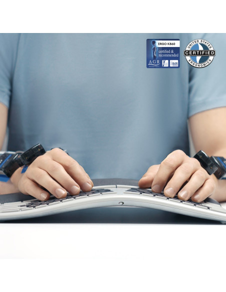 Logitech Ergo K860 Klawiatura Biuro Rf Wireless + Bluetooth Amerykański Międzynarodowy Grafitowy