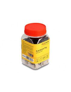 Delock Wtyczka Modułowa Rj45 Z Odgiętką, Cat.6A, Cat.7 I Nasadki Przeciwzagięciowe, Zestaw 25 Sztuk